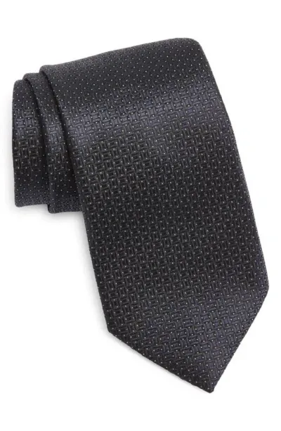 Zegna Ties Fili Geometric Jacquard Mulberry Silk Tie In Navy