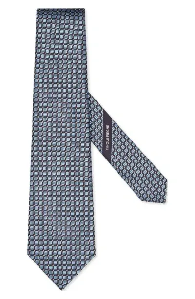 Zegna Ties Micro Geo Mulberry Silk Tie In Light Blue