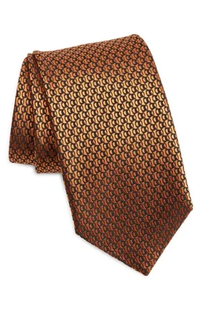 Zegna Ties Quadri Fish Silk Tie In Orange