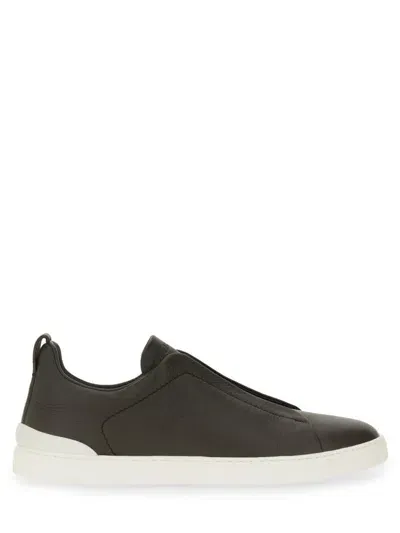 Zegna "triple Stitch" Sneaker In Black