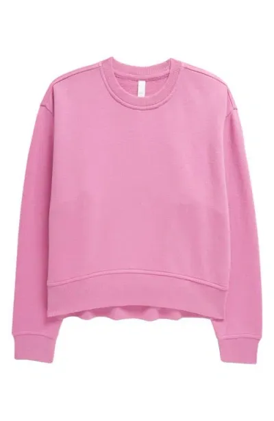 Zella Girl Kids' Cloud Crewneck Sweatshirt In Pink Rosebud