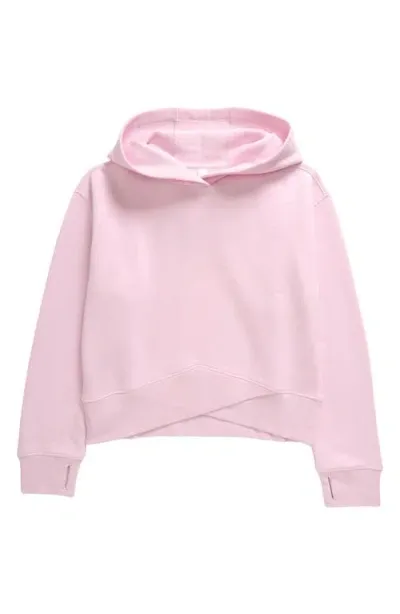 Zella Girl Kids' Cloud Fleece Crossover Hoodie In Pink Shade