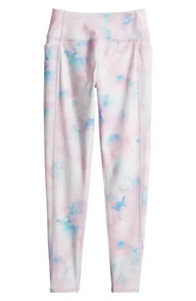 Zella Girl Kids' Favorite High Waist Pocket Leggings In Pink Galactic Clouds Print