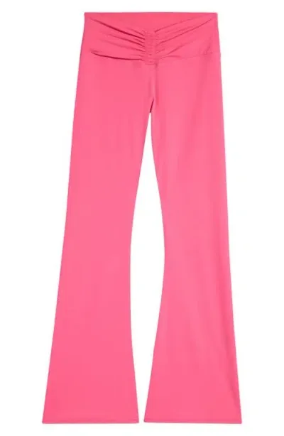 Zella Girl Kids' Friday Vibes High Waist Flared Leggings In Pink Caliente