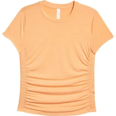 Zella Girl Kids' Groove Ruched T-shirt In Coral Beads