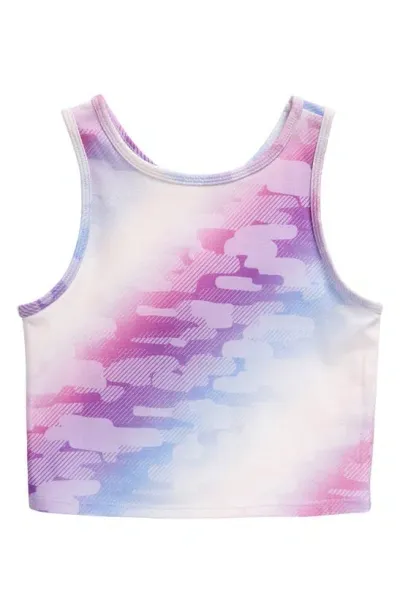 Zella Girl Kids' Print Longline Sports Bra In Purple Iris Ombre Camo