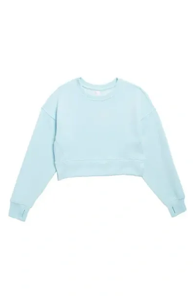 Zella Girl Kids' Refine Crop Sweatshirt In Blue Aqua