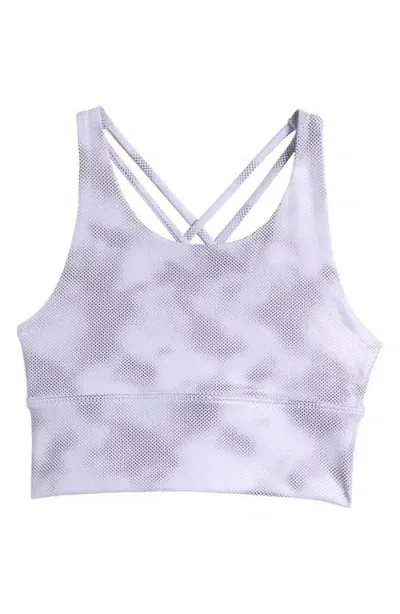 Zella Girl Kids' Strappy Back Sports Bra In Purple Calluna Camo Laminate