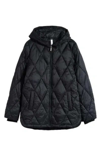 Zella Girl Kids' Warm Up Quilted Hooded Puffer Jacket In Black