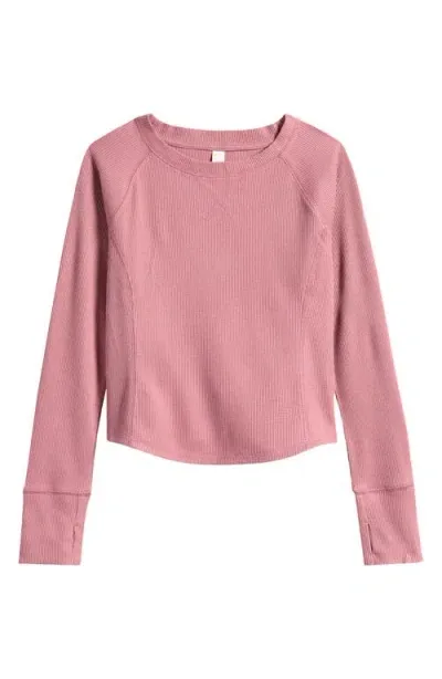 Zella Girl Kids'  Zen Long Sleeve Waffle Knit T-shirt In Pink Lilas