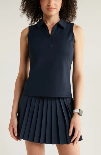 Zella Replay Half Zip Polo Tank In Navy Sapphire