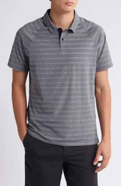 Zella Stripe Performance Court Polo In Black