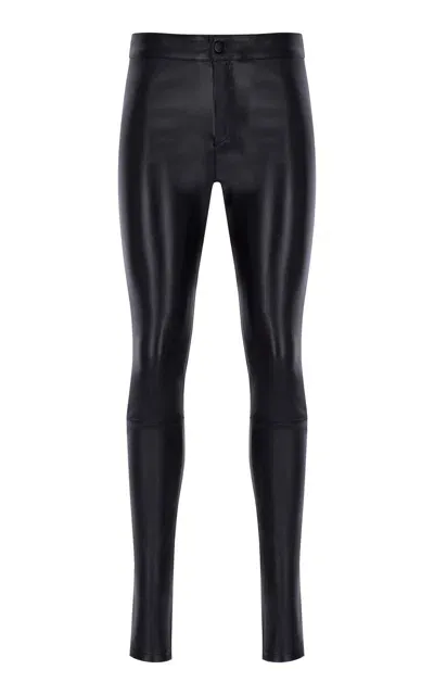 Zeynep Arcay Low-rise Leather Skinny Pants In Black