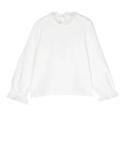 Zhoe & Tobiah Kids' Cotton Lace-trim Blouse In White