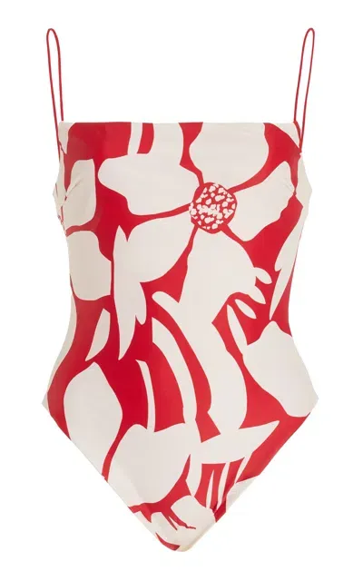 Ziah Square Neck One-piece Swimsuit In Red