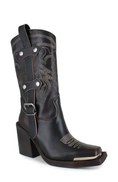 Zigi Amaranta Cowboy Boot In Brown Leather