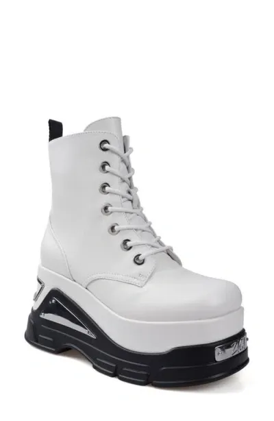 Zigi Cataleya Platform Combat Boot In Off White Leather