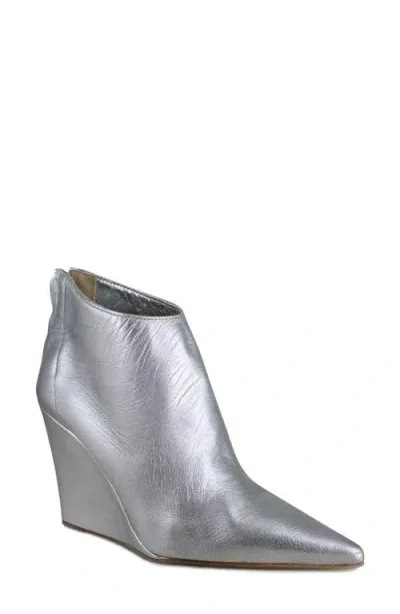 Zigi Elina Pointed Toe Bootie In Silver Leather