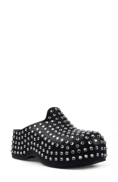 Zigi Henrietta Crystal Studded Clog In Black Leather