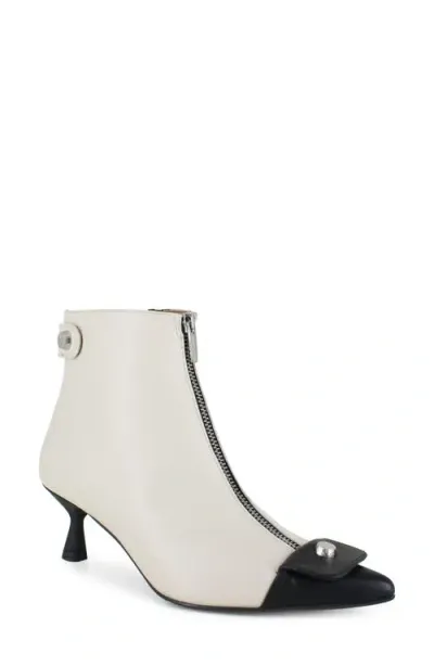 Zigi Renathe Pointed Cap Toe Bootie In Black White Leather