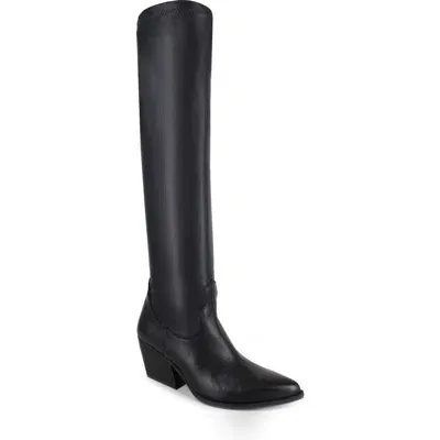 Ziginy Betty Water Resistant Knee High Western Boot In Black