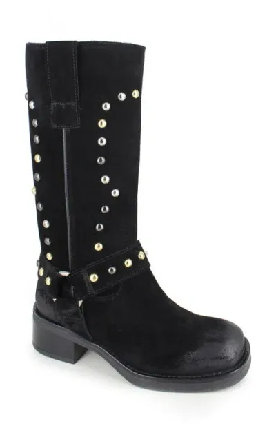 Ziginy Cinnia Studded Water Resistant Boot In Black