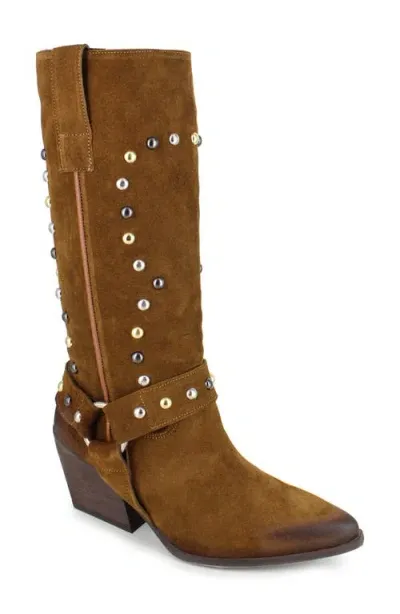 Ziginy Giana Studded Western Boot In Tan