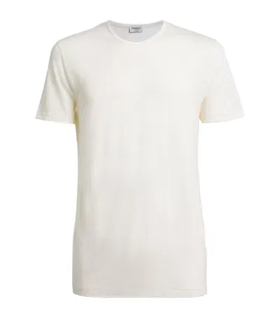 Zimmerli Wool And Silk Short Sleeve Top In Ivory