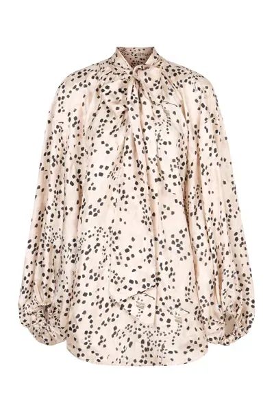 Zimmermann Billow Printed Silk Blouse In Multi