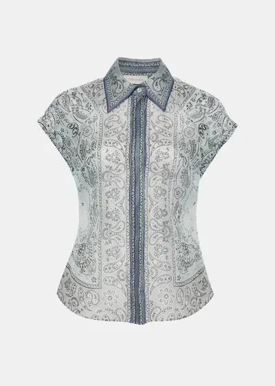 Zimmermann Matchmaker Short-sleeved Blouse In Blue Bandana