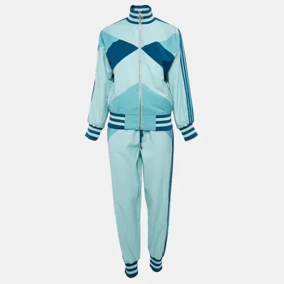 Pre-owned Zimmermann Blue Wool Colorblock Pattern Track Suit Set S