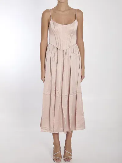 Zimmermann Silk Corset Midi Dress In Pink