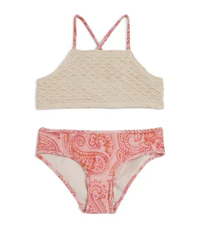 Zimmermann Kids' Crochet Paisley Ottie Bikini In Pink