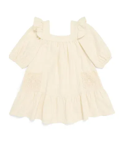 Zimmermann Kids' Halliday Denim Dress In Neutrals