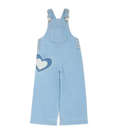 Zimmermann Kids' Denim Heart Dungarees In Blue