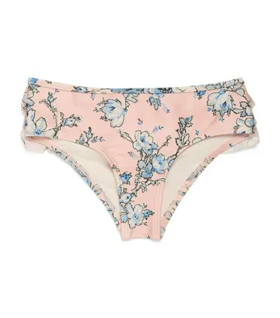 Zimmermann Kids' Floral Halliday Bikini Bottoms In Pink