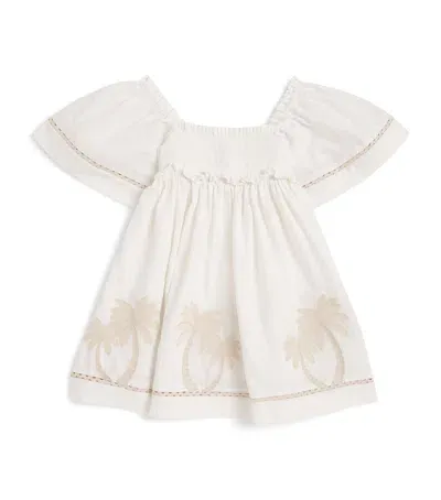 Zimmermann Kids' Flutter-sleeve Waverley Dress In Ivory