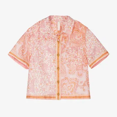 Zimmermann Kids' Girls Pink Cotton Paisley Print Shirt