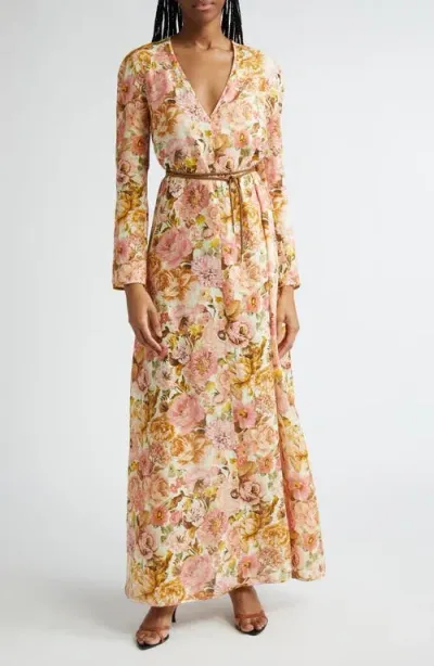 Zimmermann Golden Plunge Maxi Dress In Rose