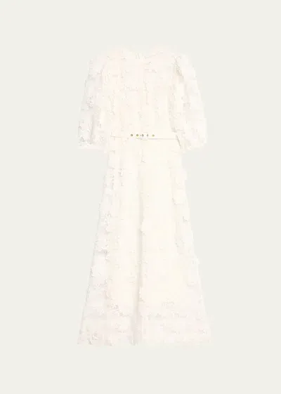 Zimmermann Halliday Lace Flower Dress In Ivory