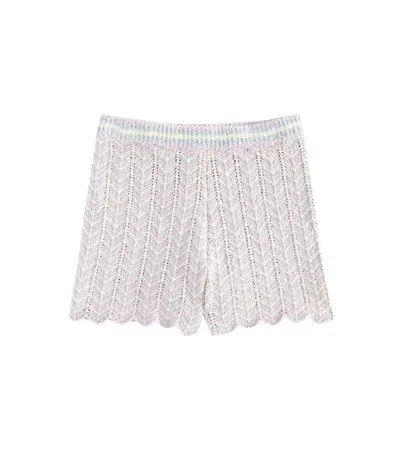 Zimmermann Kids' Halliday Pointelle Cotton-blend Shorts In Multicoloured