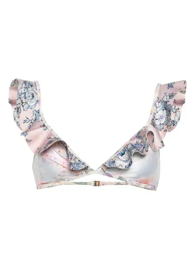 Zimmermann Halliday Spliced ​​frill Bikini Top In Multicolour