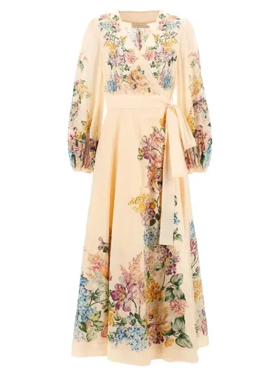 Zimmermann Halliday Wrap Midi Dresses In Multi Floral