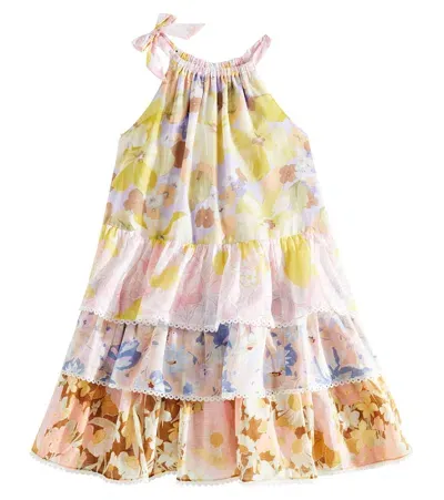 Zimmermann Kids' Halterneck Cotton Dress In Multicoloured