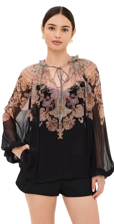 Zimmermann Womens Black Paisley Billow Semi-sheer Woven Blouse In Multicolor