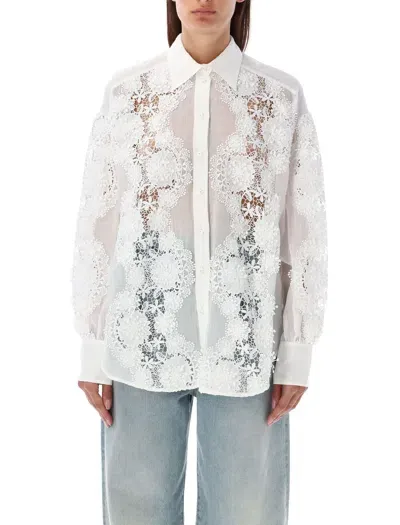 Zimmermann Lace Flower Shirt In Grey