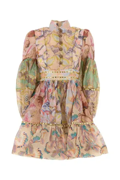 Zimmermann Mirror Floral Printed Mini Dress In Multicolor