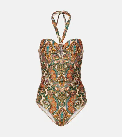 Zimmermann Ottie Wide Link Paisley Swimsuit In Multicolor