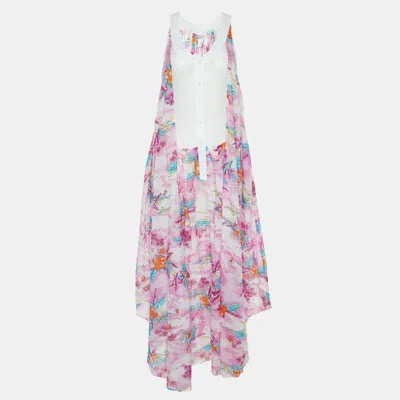 Pre-owned Zimmermann Pink Hawaii Print Cotton Asymmetric Maxi Dress M