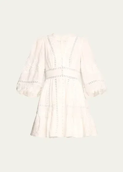 Zimmermann Pop Trimmed Mini Dress In White